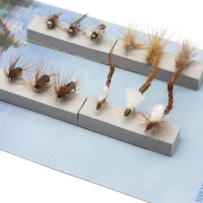 12 carrés mixtes emerger caddis fly