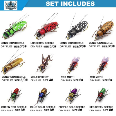 12 Back Hook Fly Fishing Flies Lures Kit