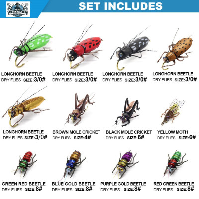 12 Front Hook Fly Fishing Flies Lures Kits