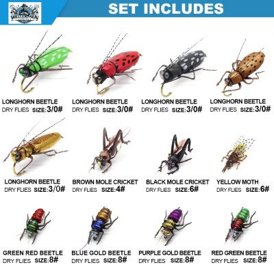 12 Front Hook Fly Fishing Flyes Lures Kits