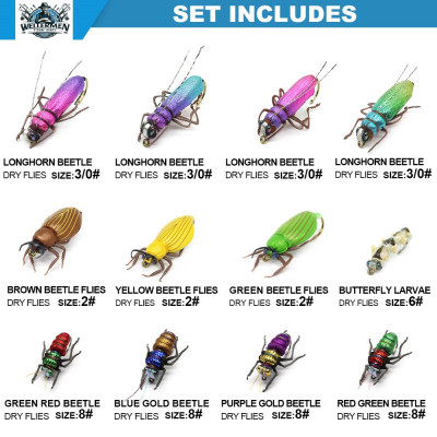 12 Tail Hook Flies-Beetle Butteryfly Larve