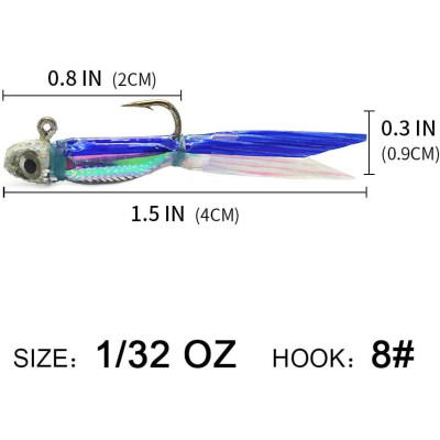 Silverside Minnow Crappie Jig 3 colori